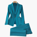 Blazer Set – One-Button Closure – Straight Pants