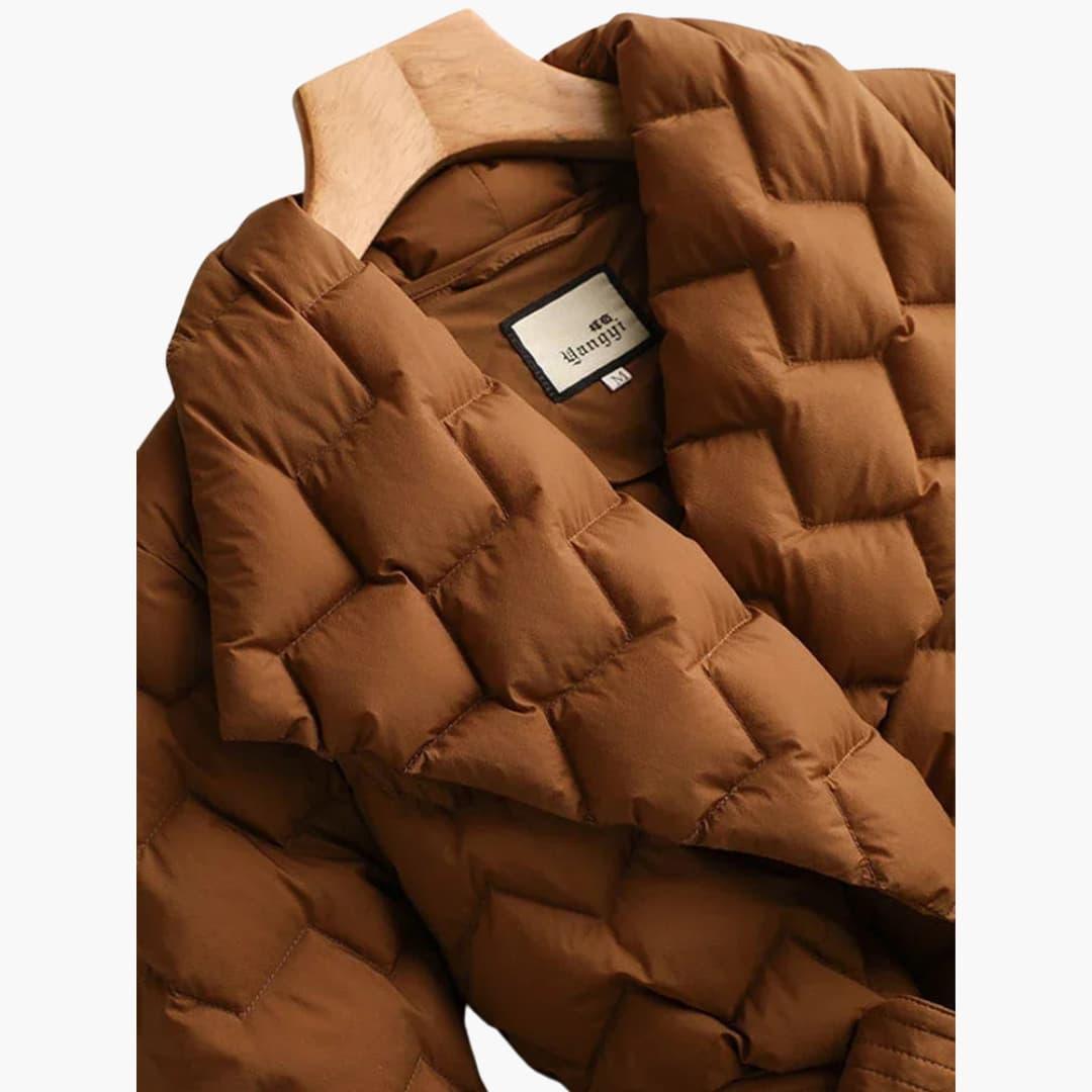 Down Coat with Belt for Women – Elegant & Warm