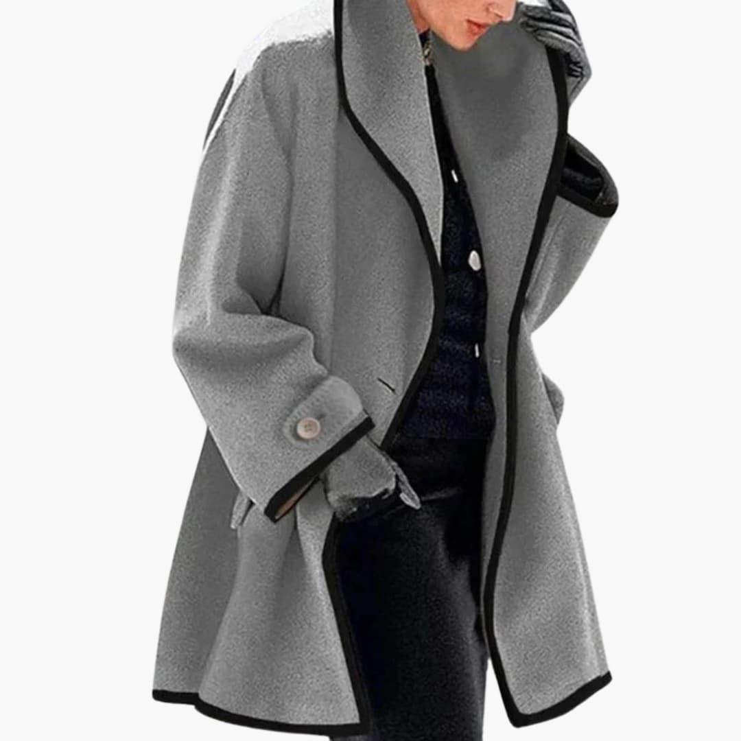Winter Coat – Wide Collar – Contrast Trim