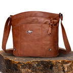 Elegant Leather Shoulder Bag with Signature Design
