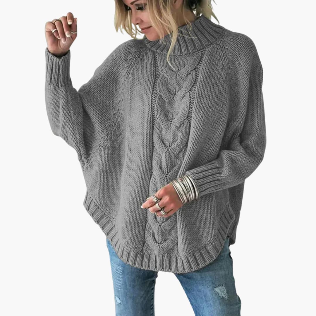 Turtleneck Sweater – Cable-Knit Pattern