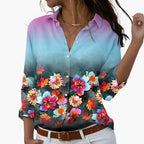 Blouse – Colorblock Floral Pattern