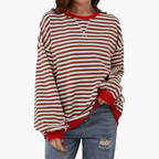 Oversized Sweatshirt – Striped Design – Long Sleeves