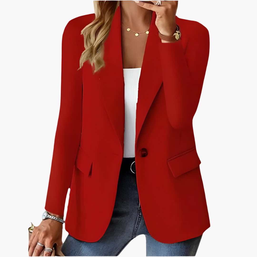 Blazer Jacket with Notched Lapel and Button Front