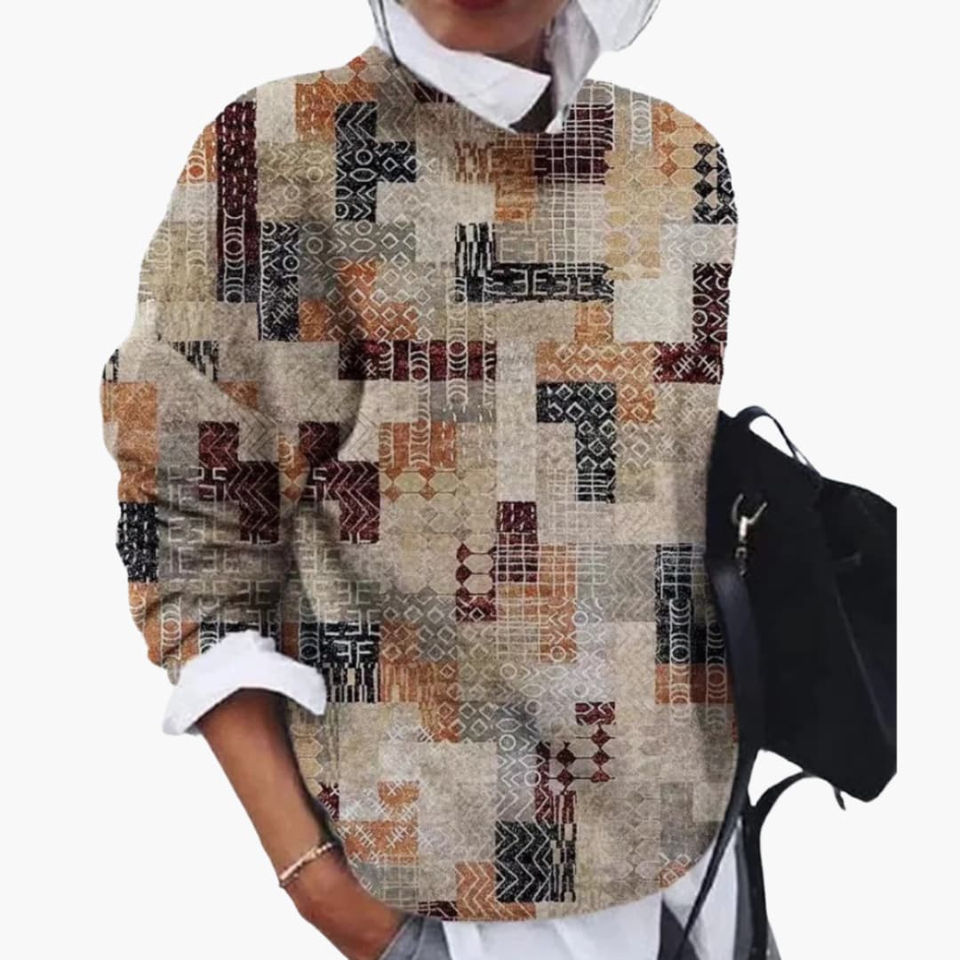 Pullover Sweater – Round Neck – Geometric Pattern