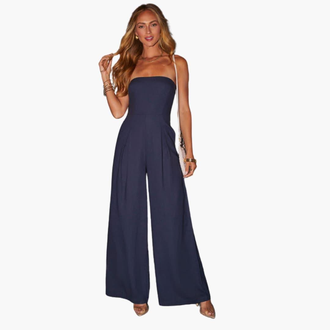Strapless Jumpsuit – Wide-Leg Pants – Defined Waist