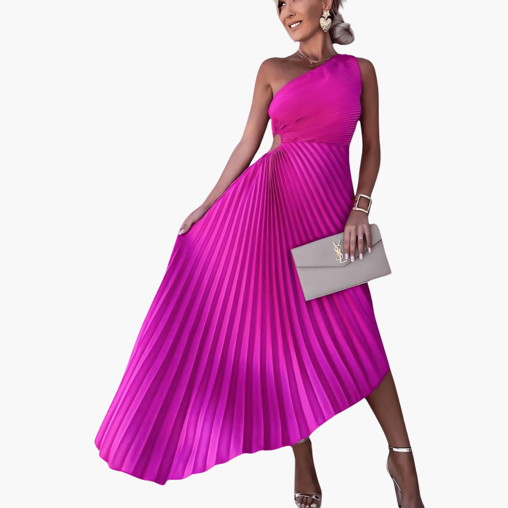 Ankle-Length Evening Dress – One-Shoulder Design