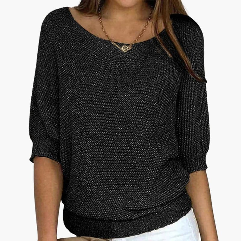 Pullover Sweater – Wide Neckline – Half Sleeves