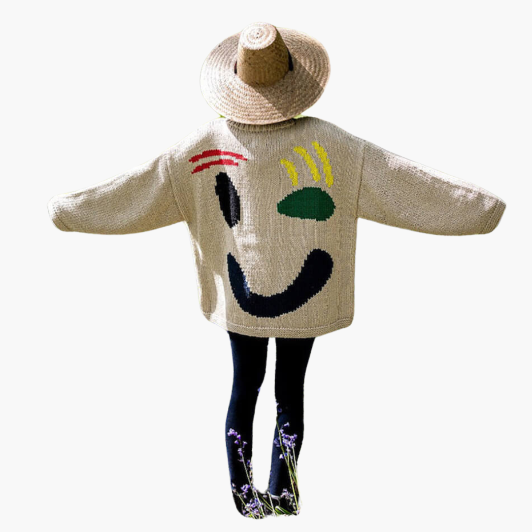 Oversized Knit Sweater – Smiley Design