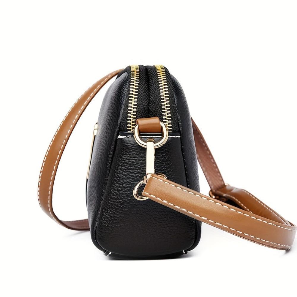 Litchi Embossed Leather Crossbody Bag
