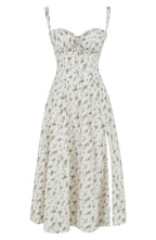 Floral Square Neck Bustier Sundress - Sleeveless Y2k Midi Dress with Slit and Corset Back