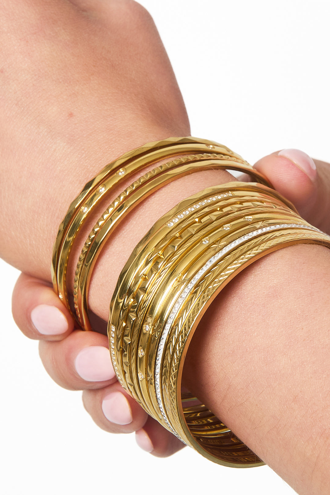 Small Rhinestone Bangle Bracelet Gold – Elegant Sparkling Cuff Jewelry