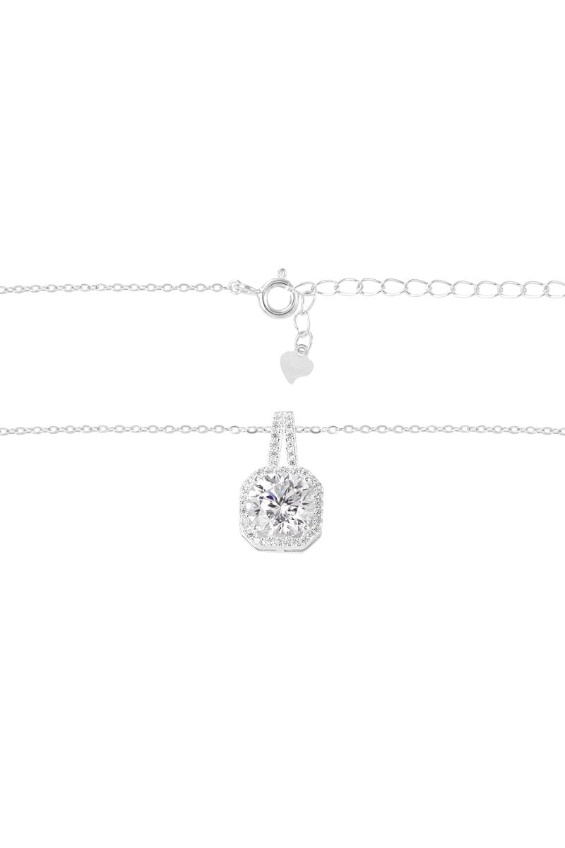 Square Stone Necklace Silver 925 – Sterling Silver Gem Pendant for Women