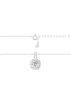 Square Stone Necklace Silver 925 – Sterling Silver Gem Pendant for Women