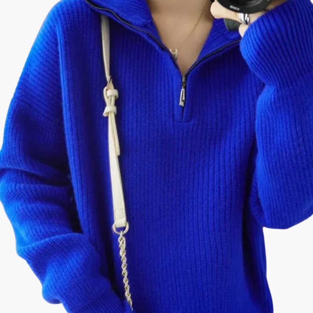 Sweater – Zip Neck – Ribbed Texture