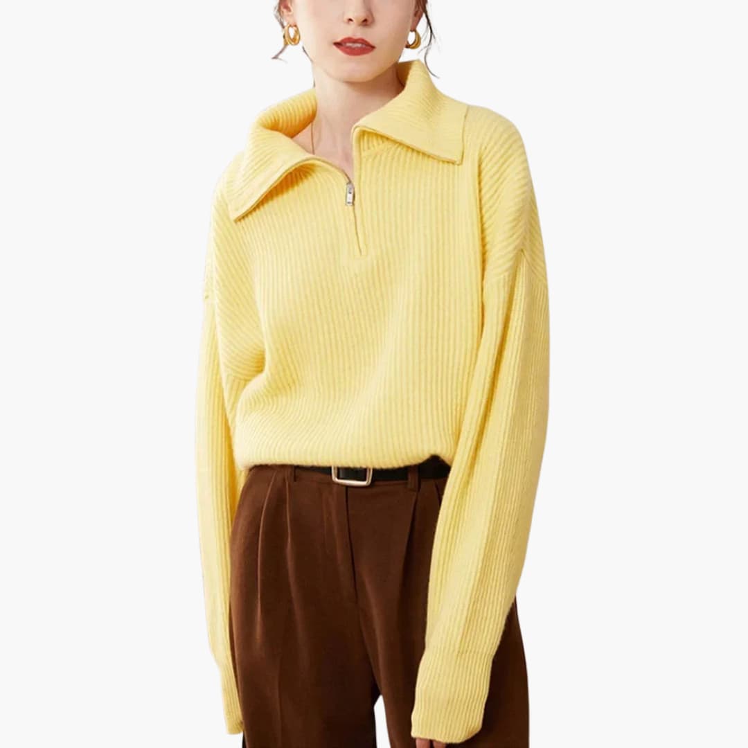 Sweater – Zip Neck – Ribbed Texture