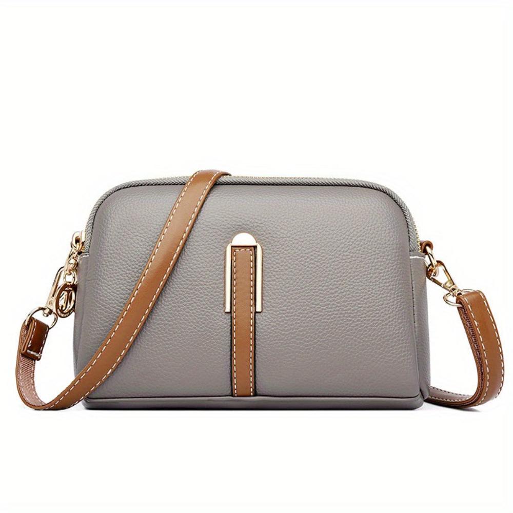 Litchi Embossed Leather Crossbody Bag