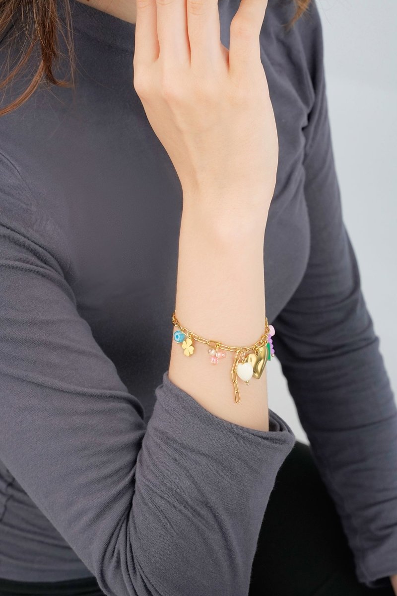 Colored Charms Summer Bracelet Gold – Vibrant Multicolor Charm Jewelry