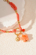 Sunny Floral Orange Bracelet Gold – Bright Summer Flower Charm Jewelry