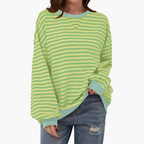 Oversized Sweatshirt – Striped Design – Long Sleeves