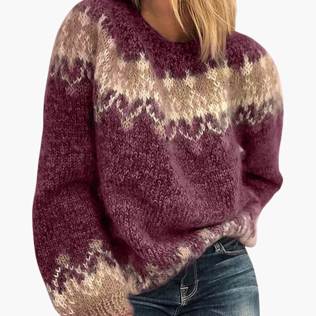 Pullover Sweater – Round Neck – Patterned Knit