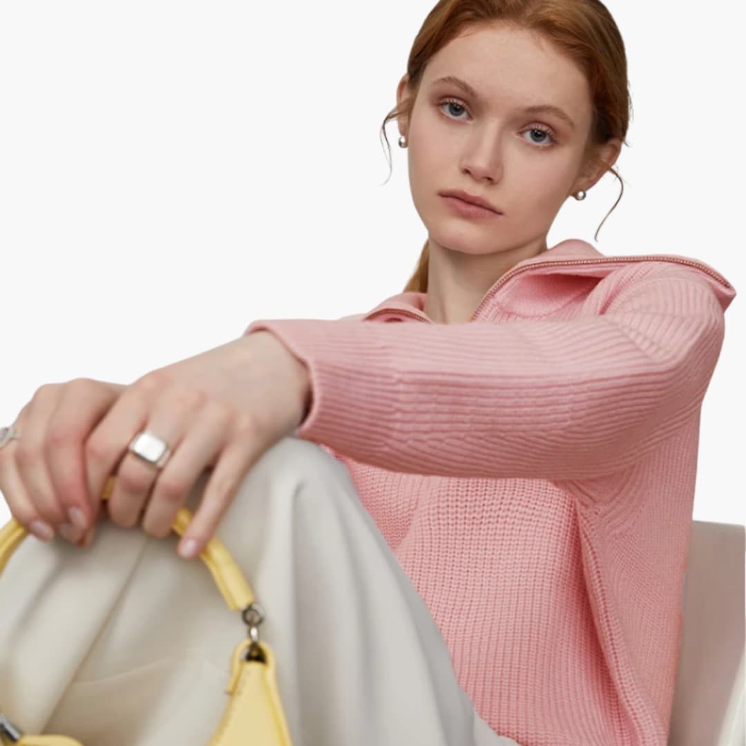 Sweater – Zip Neck – Ribbed Texture