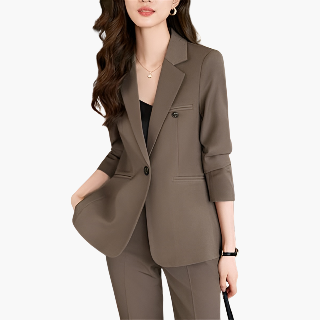 Blazer Set for Women with Lapels and Front Button Placket