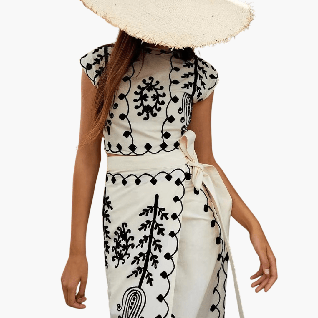 Two-Piece Dress Set – Embroidered Detail