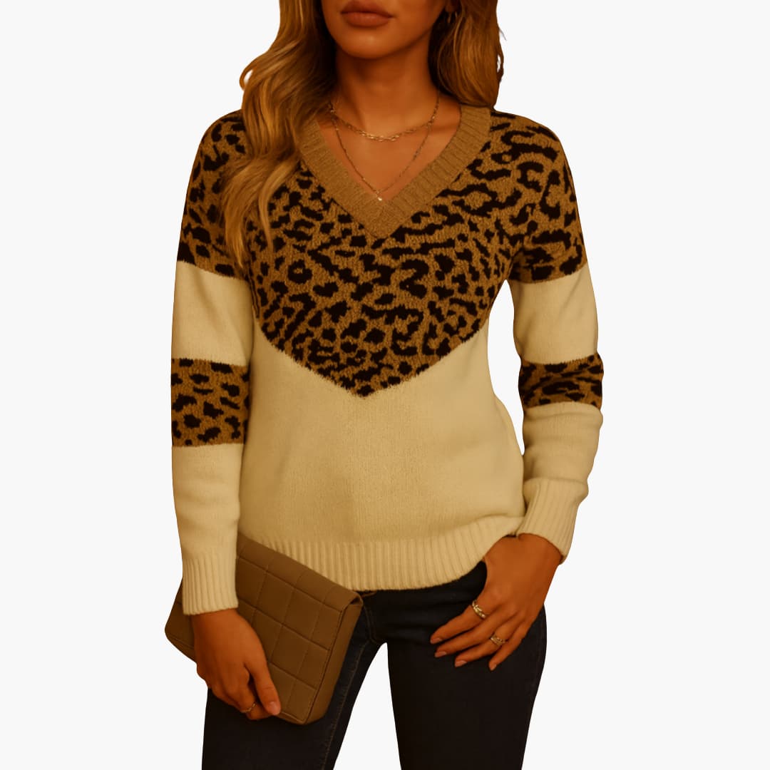 V-Neck Sweater – Animal Print