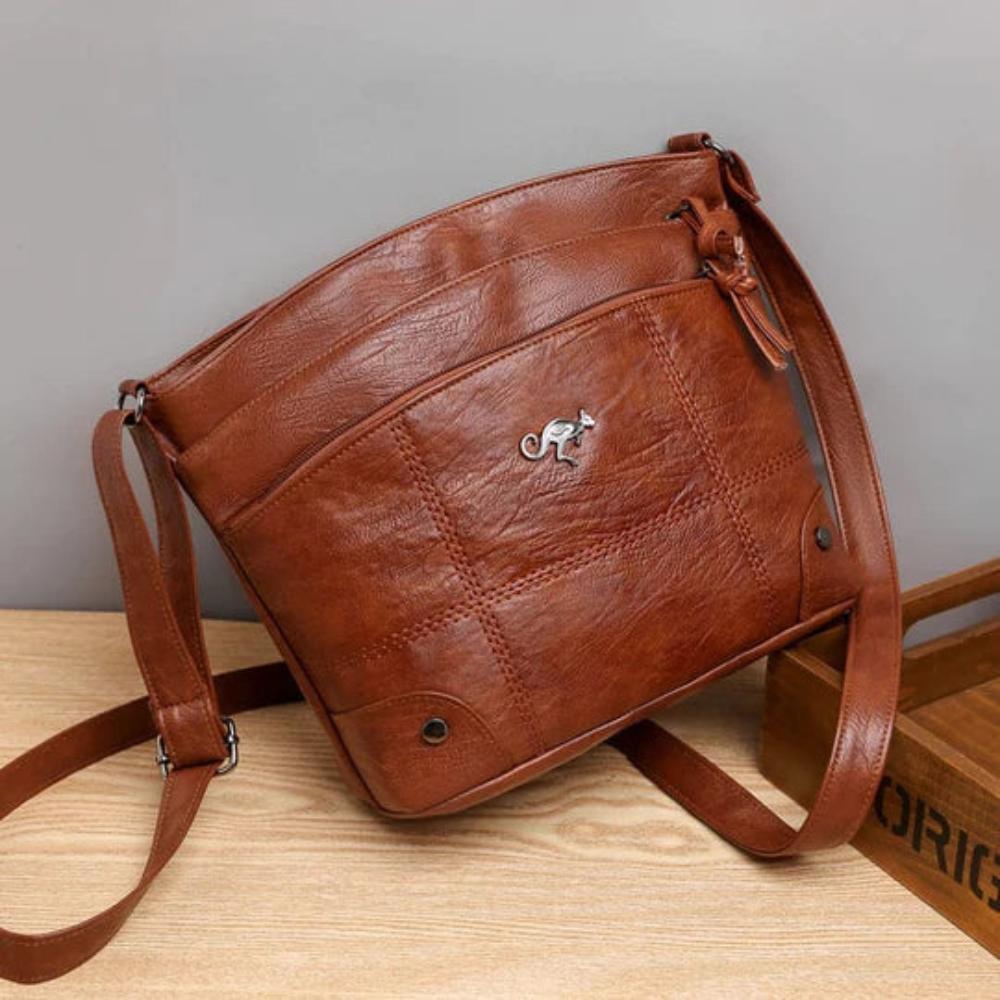Elegant Leather Shoulder Bag with Signature Design