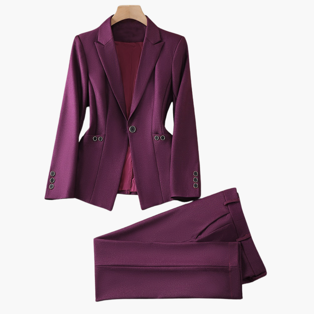 Blazer Set – One-Button Closure – Straight Pants