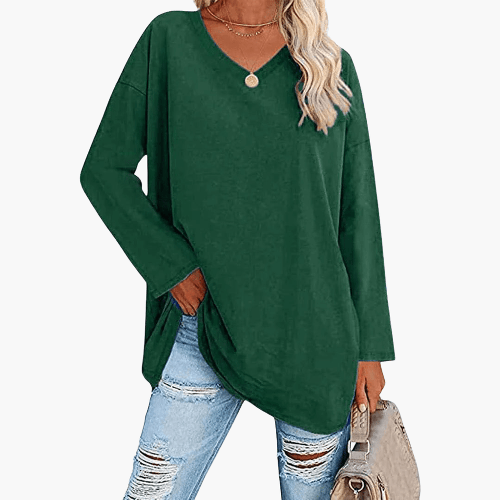 Oversized V-Neck Shirt – Long Sleeves