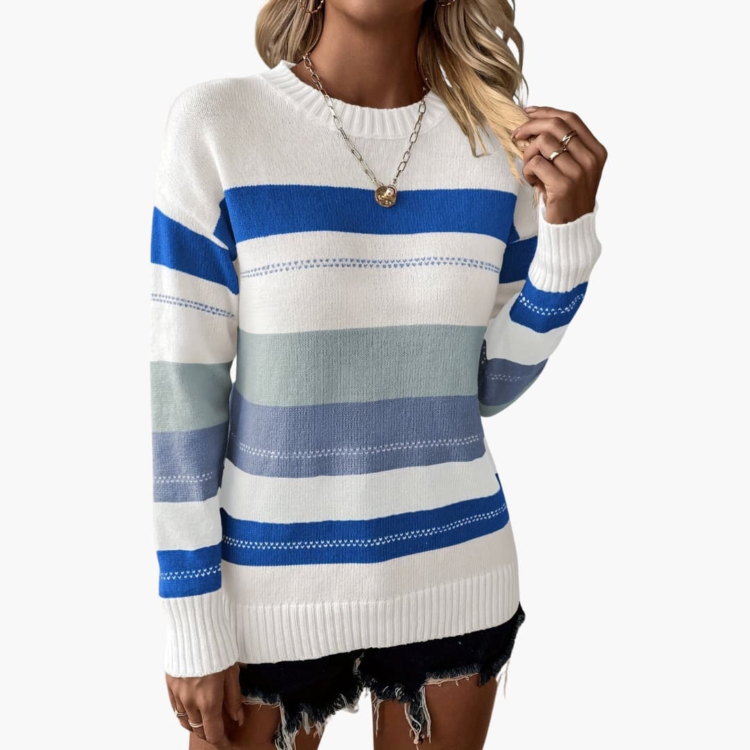 Pullover Sweater – Round Neck – Striped Surface
