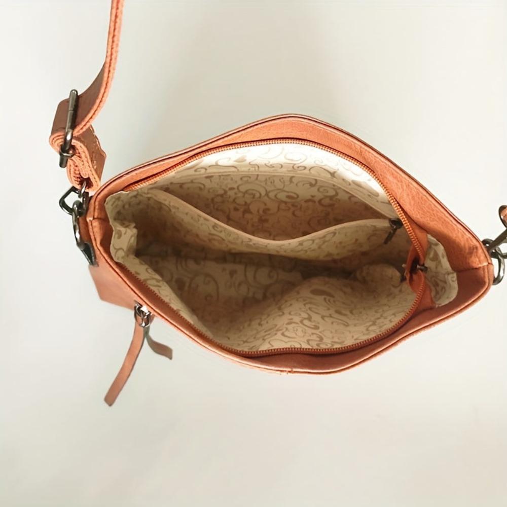 Retro Square Leather Crossbody Bag