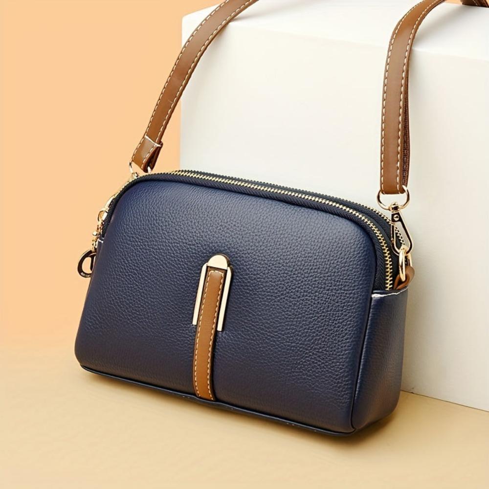 Litchi Embossed Leather Crossbody Bag