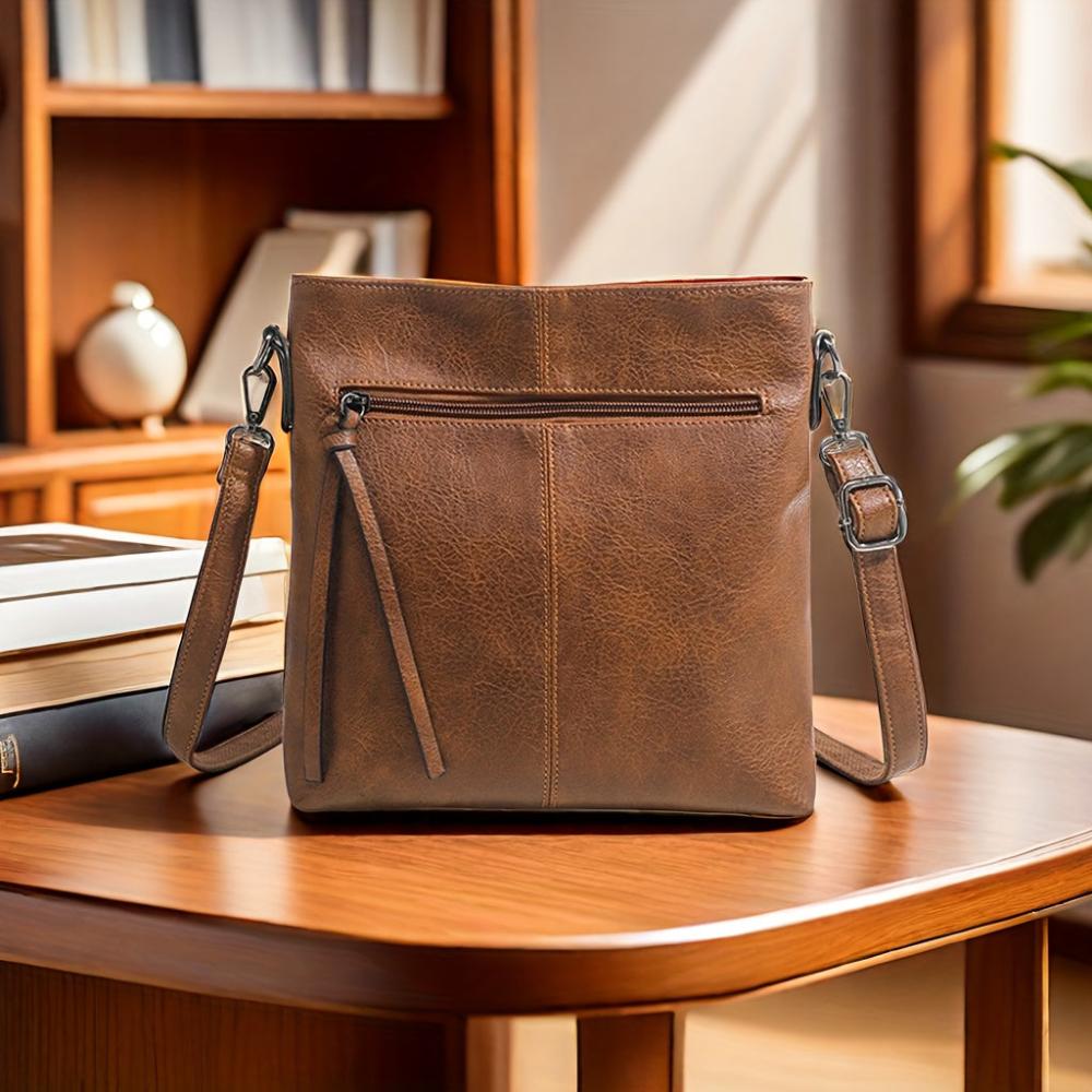 Retro Square Leather Crossbody Bag