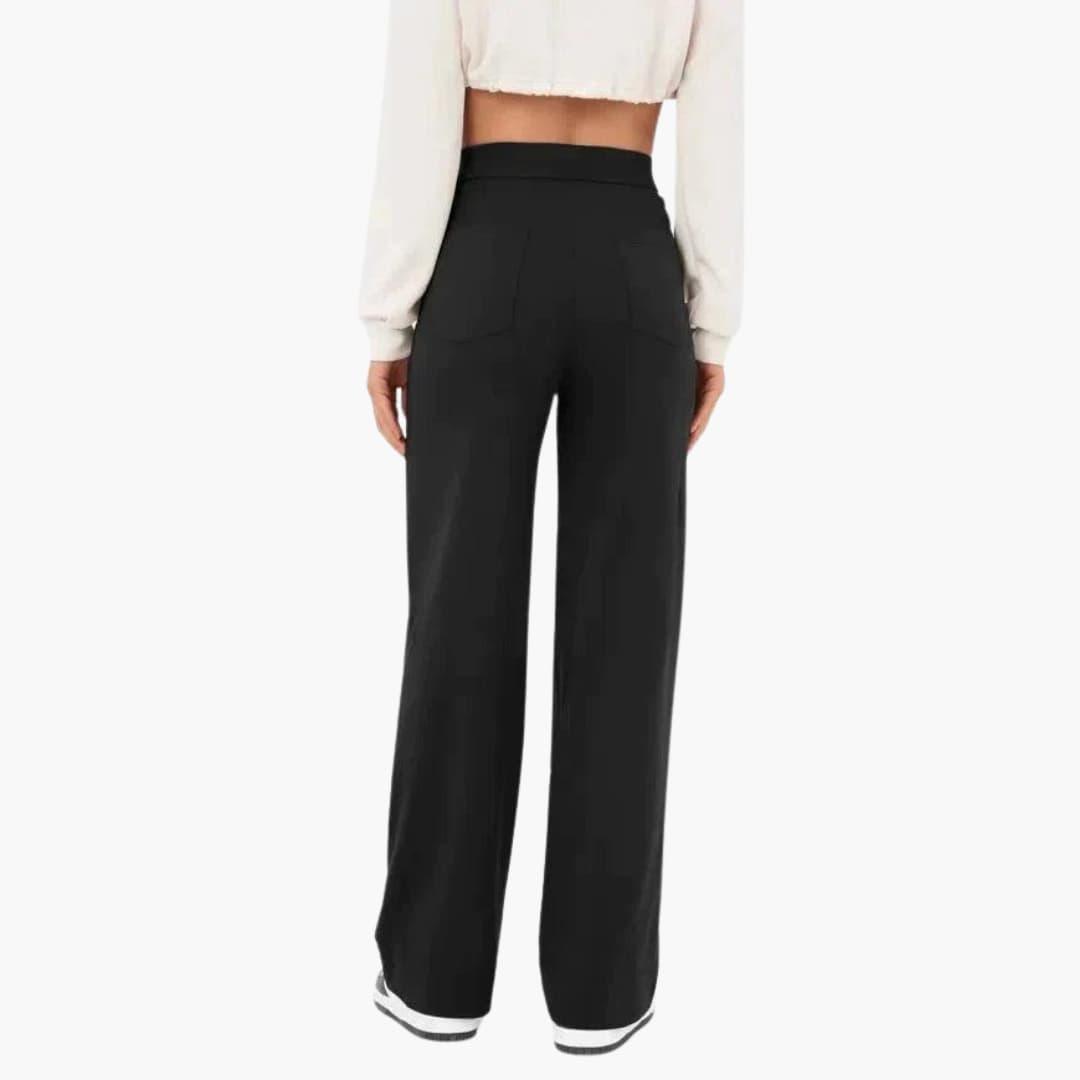 High-Waist Palazzo Pants – Button Placket