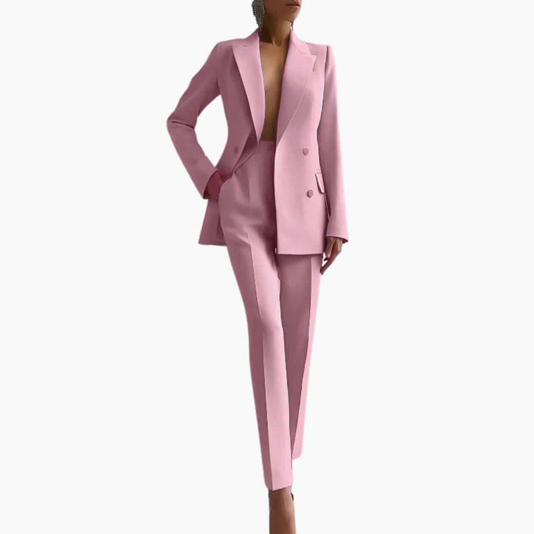 Two-Piece Suit Set – Blazer and Straight-Leg Trousers
