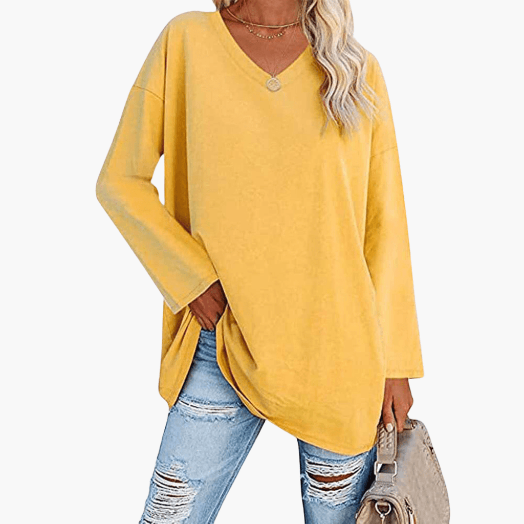 Oversized V-Neck Shirt – Long Sleeves