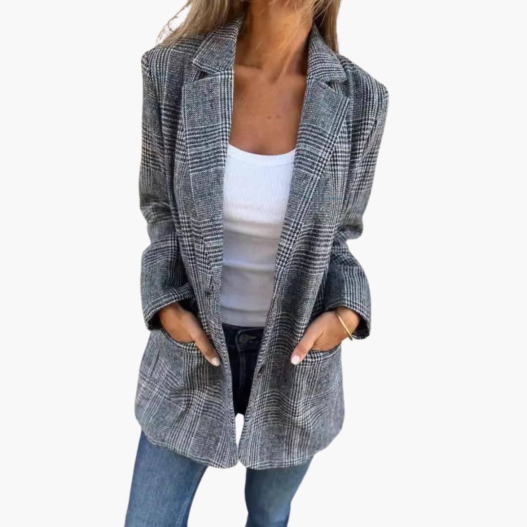 Checked Blazer for Women - Tailored Slim Fit Look