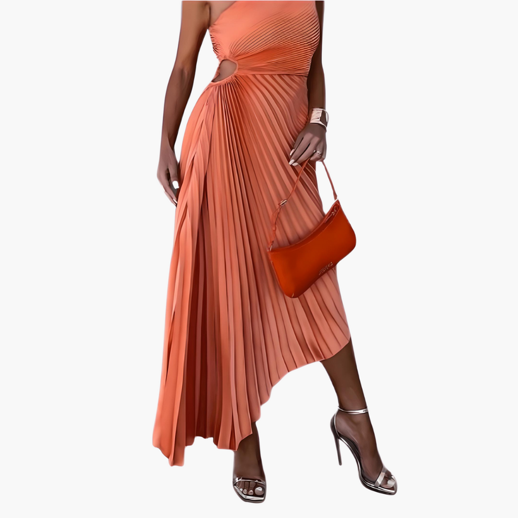Ankle-Length Evening Dress – One-Shoulder Design