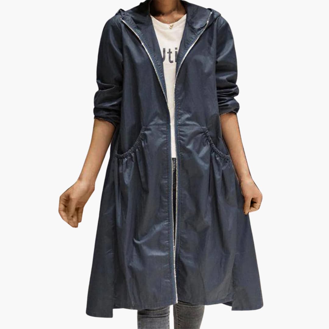 Hooded Trench Coat – Zip Closure