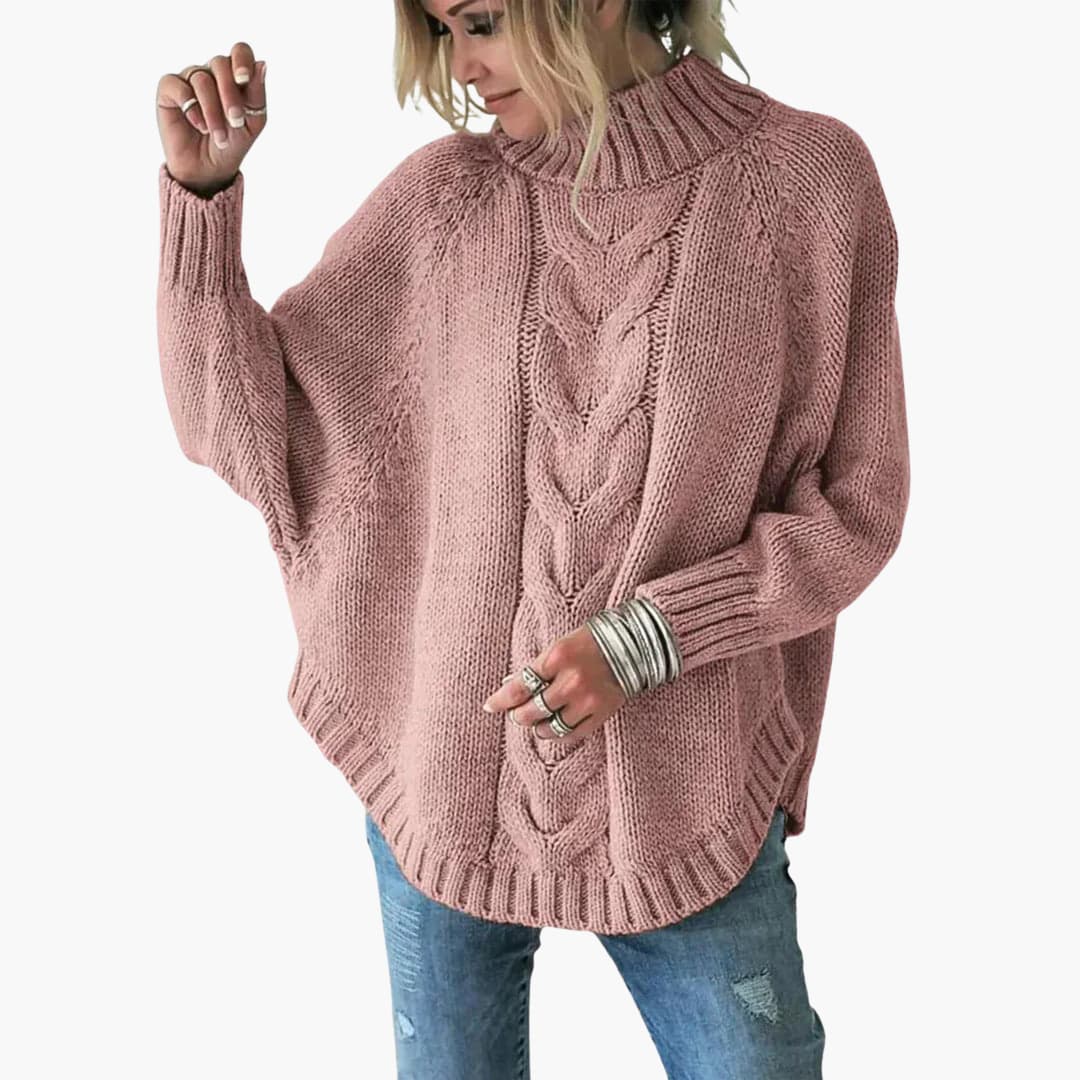 Turtleneck Sweater – Cable-Knit Pattern
