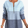Pullover Sweater – Zip Neckline – Ribbed Texture