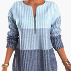 Pullover Sweater – Zip Neckline – Ribbed Texture