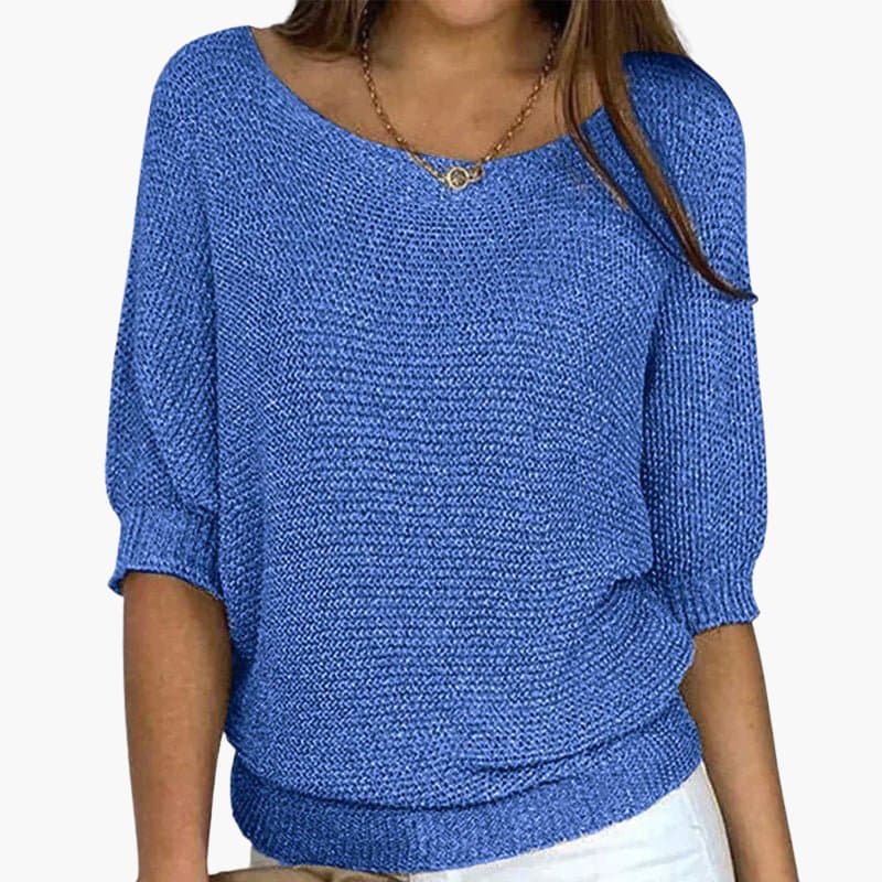 Pullover Sweater – Wide Neckline – Half Sleeves