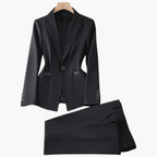Blazer Set – One-Button Closure – Straight Pants