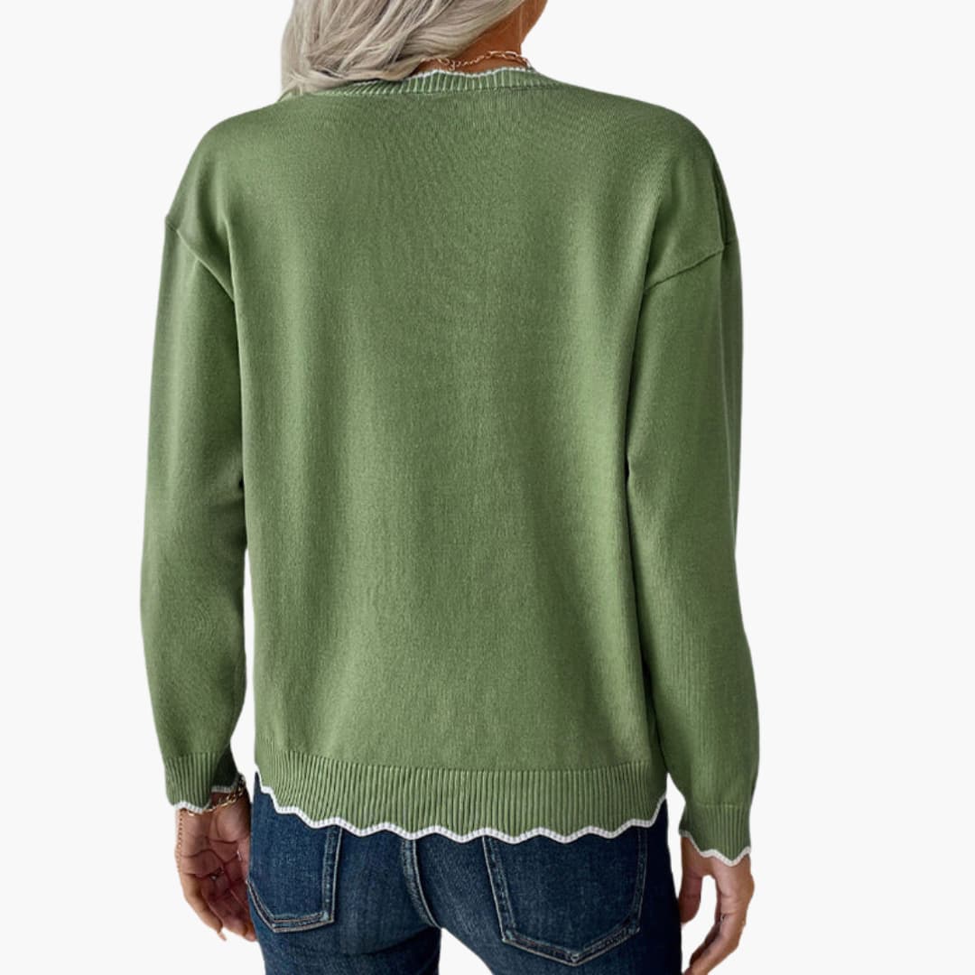 Sweater – Decorative Zip – Ruffle Detail