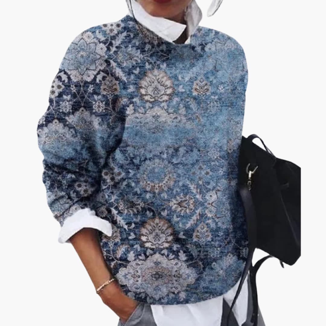 Pullover Sweater – Round Neck – Geometric Pattern
