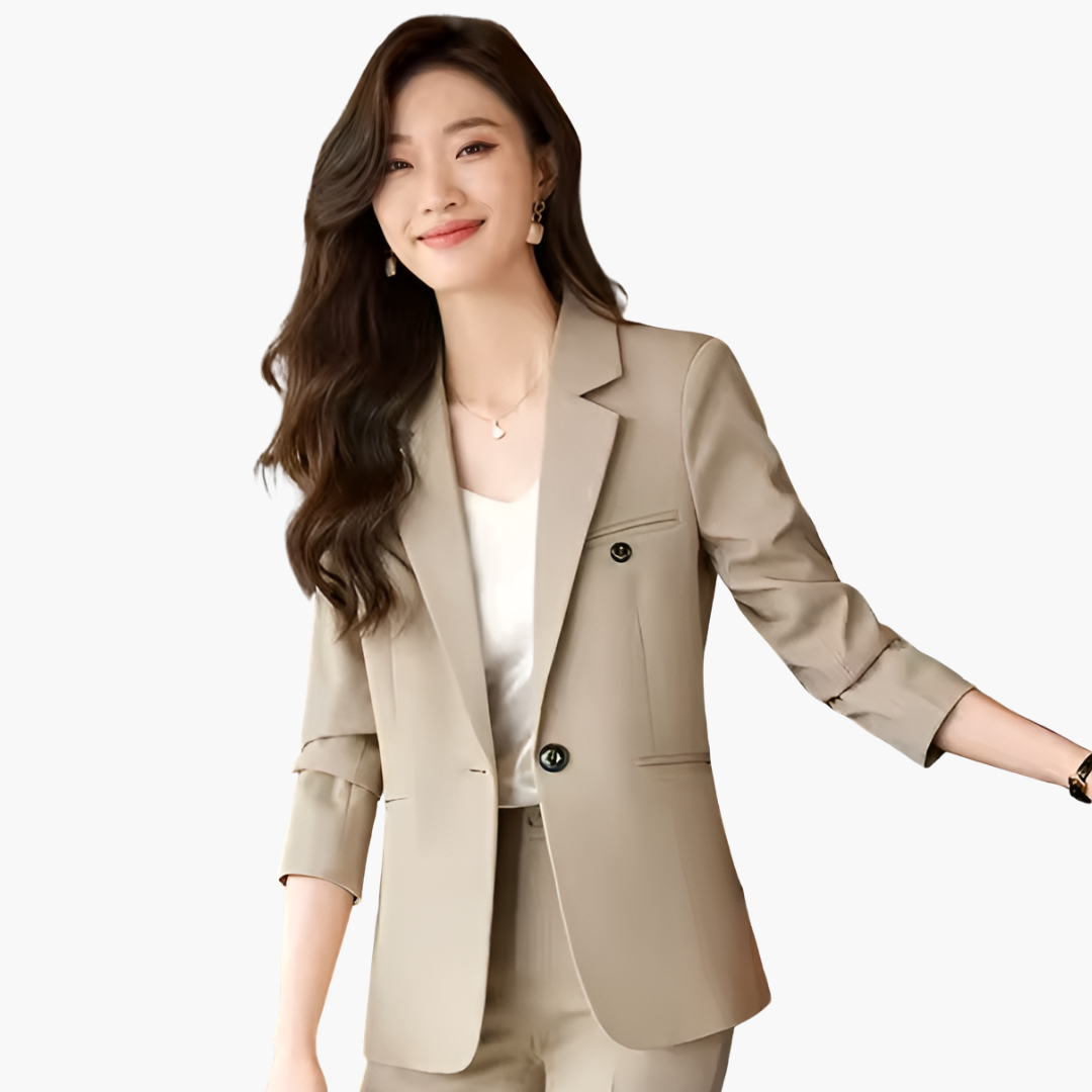 Blazer Set for Women with Lapels and Front Button Placket